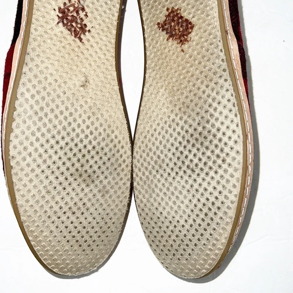 Toms Alpargata Classic Buffalo Check Plaid Red And Black Felt Slip On Flats - Picture 10 of 10